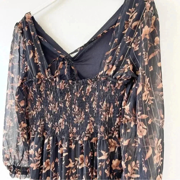 Sincerely Jules Brown Floral Print Tiered Midi Dress Size Small EUC - Picture 6 of 7